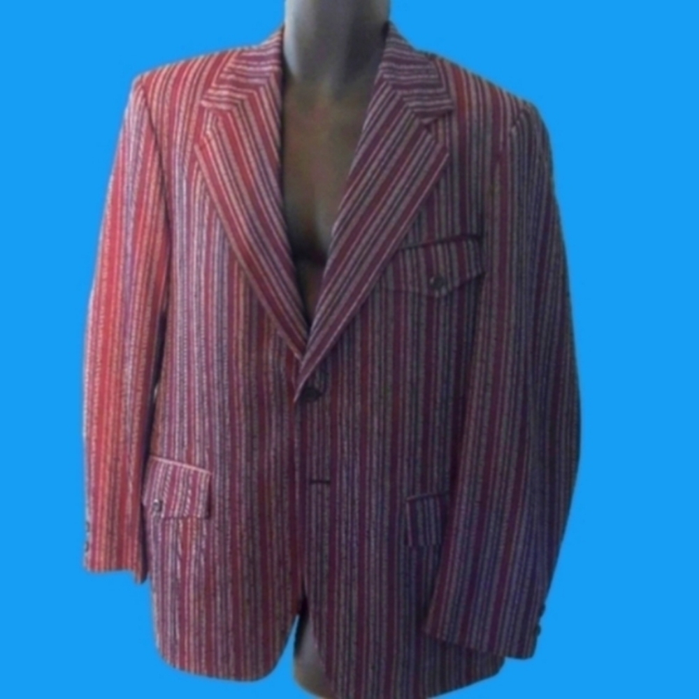 Retro ICON 70s Striped Blazer / Sportcoat, 42L